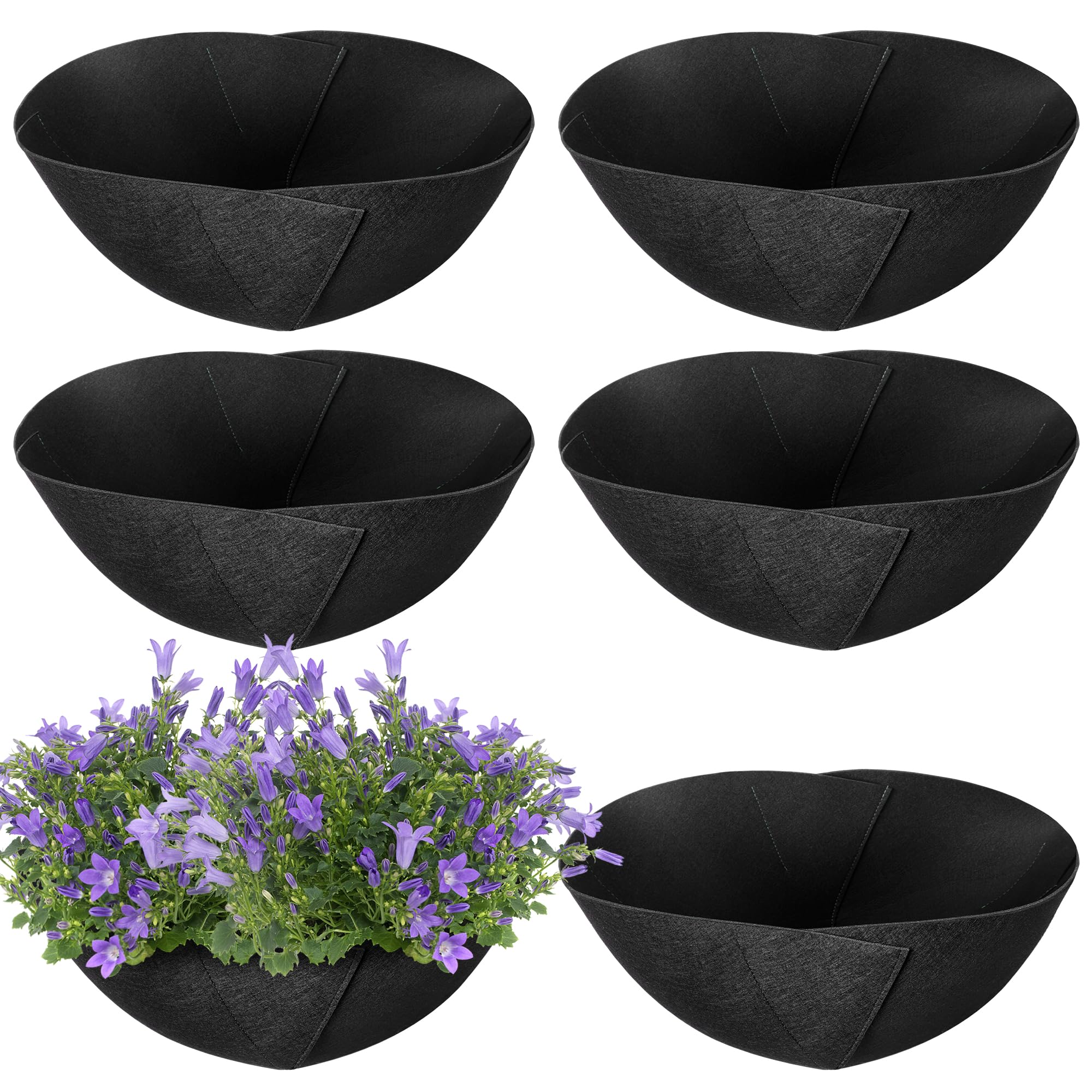 Photo 1 of Adnee 6 Pcs 12 Inch Fabric Planter Basket Liner-Felt Flower Pot Liners-Hanging Plant Basket Fiber Insert for Garden Wall Hanging Planter Flower Vegetables(Round)