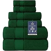 COZYART Formal Green Bath Towel Set 6 Piece, Luxury 100% Turkish Cotton 650GSM Hotel Quality, Soft, Absorbent,Towel Sets for Bathroom | 2 Bath Towels 2 Hand Towels 2 Washcloths