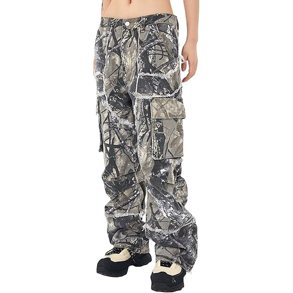 Amazon.com: Men's Camo Cargo Pants Tactical Baggy Pants Y2k