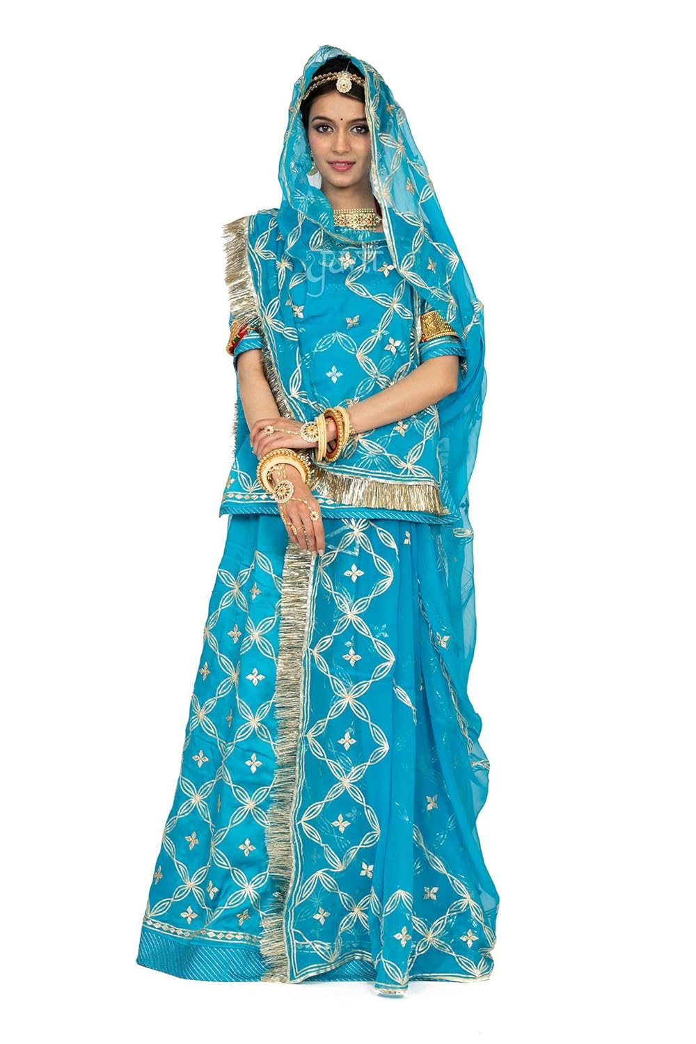 Buy Yuvti Unstitched Sikhiya Rajputi Poshak Dress For Rajasthani Women (Sky Blue) at Amazon.in