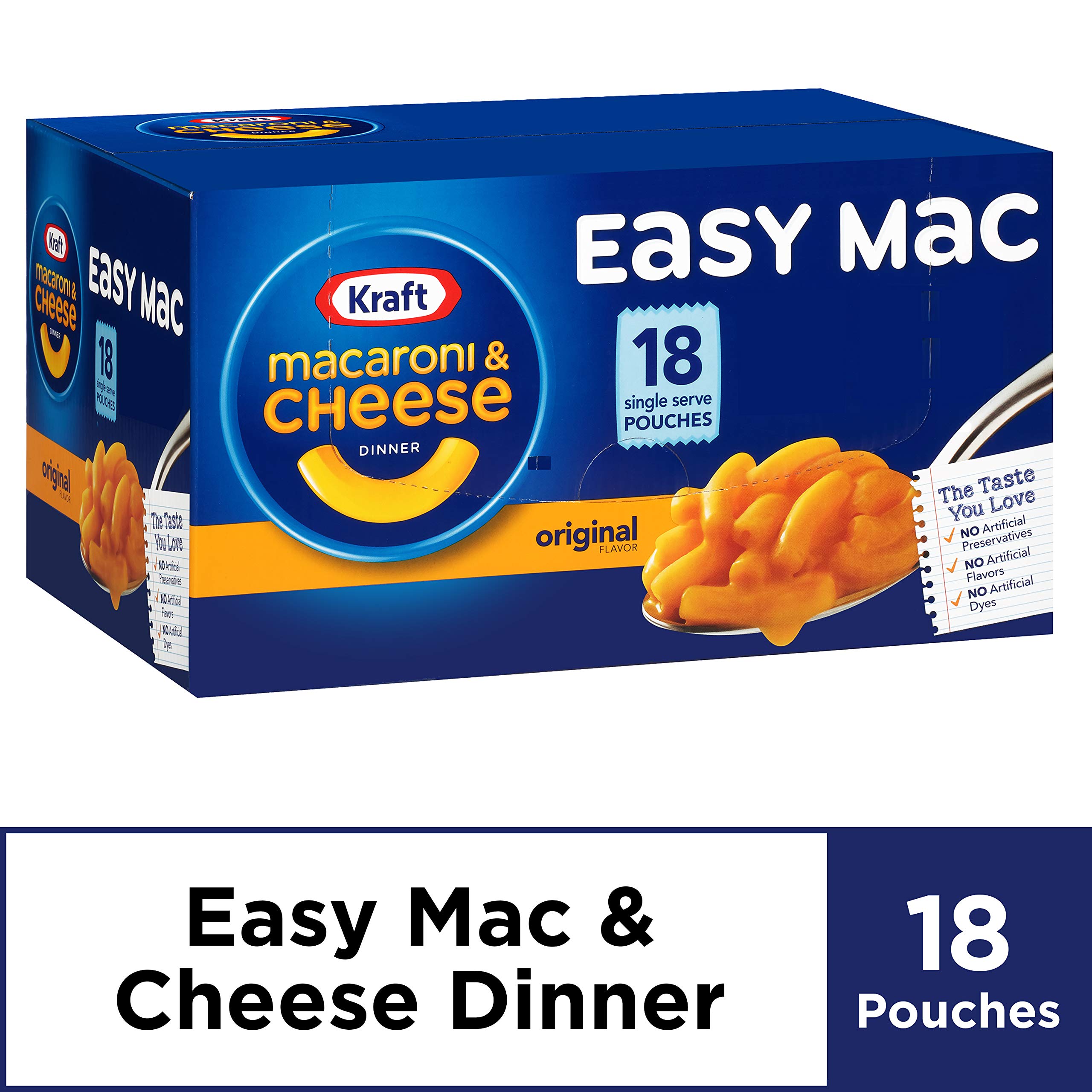 Kraft Easy Mac Original Flavor Single Serve Pouches, 18 ct - 38.7 oz Box (3 Pack)