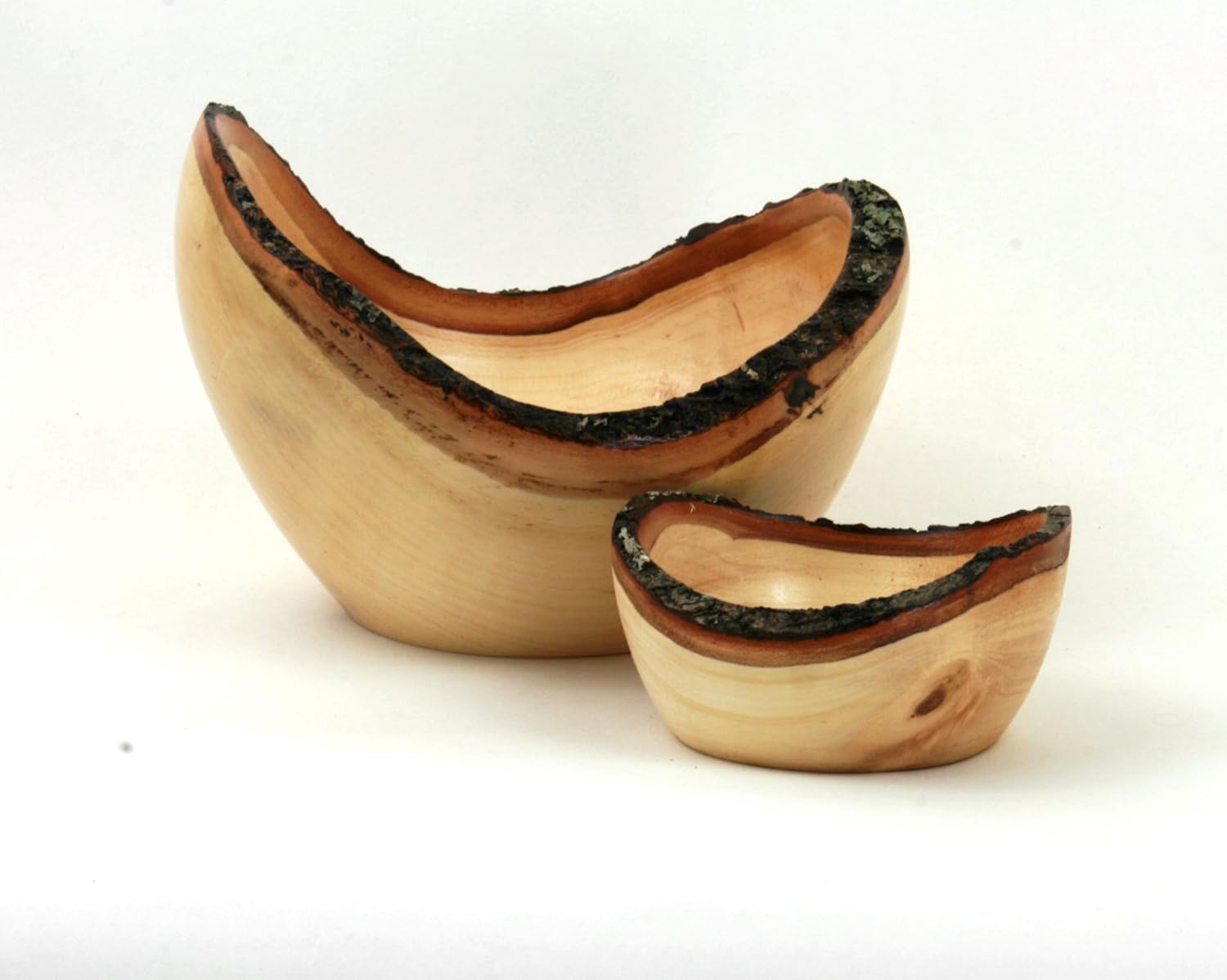 Amazon Com Set Of Two Natural Bark Edge Lathe Turned Wooden