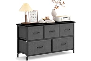 SogesPower 5 Drawers Dresser Nightstand Storage Cabinet Storage Shelf Closet Clothes Toy Drawer Storage Organizer Free Standi