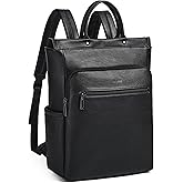 Mroede Leather Laptop Backpack for Women, Travel Backpack Purse Fits 15.6 Inch Laptop, Casual Daypack with Laptop Compartment for Teachers College Work Business Nurse Weekender, Black