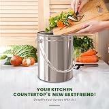 Utopia Kitchen Stainless Steel Compost Bin 1.3 Gallon with Charcoal Filter view 5