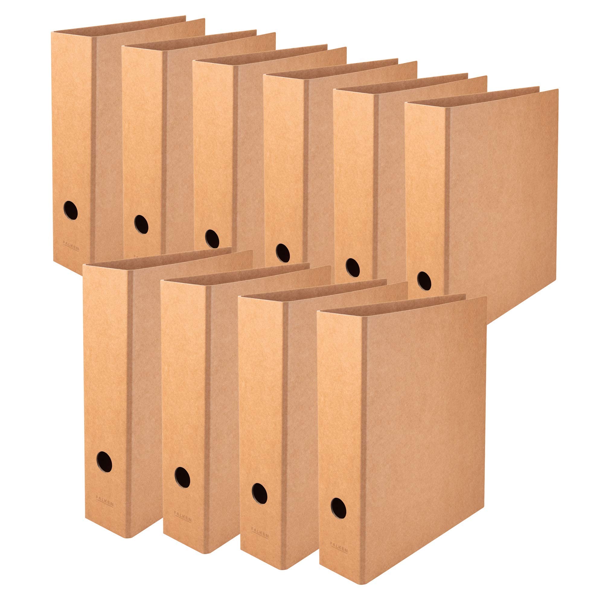 Original Falken 10-pack Vegan Folder Pure Nature. Made in Germany. 8 cm wide DIN A4 Brown File Folder Letter Folder Office Folder Cardboard Folder Slotted Folder
