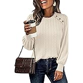 KIRUNDO Long Sleeve Shirts For Women 2025 Fall Trendy Textured Knit Going Out Tops Casual Dressy Crewneck Work Blouse Tunic