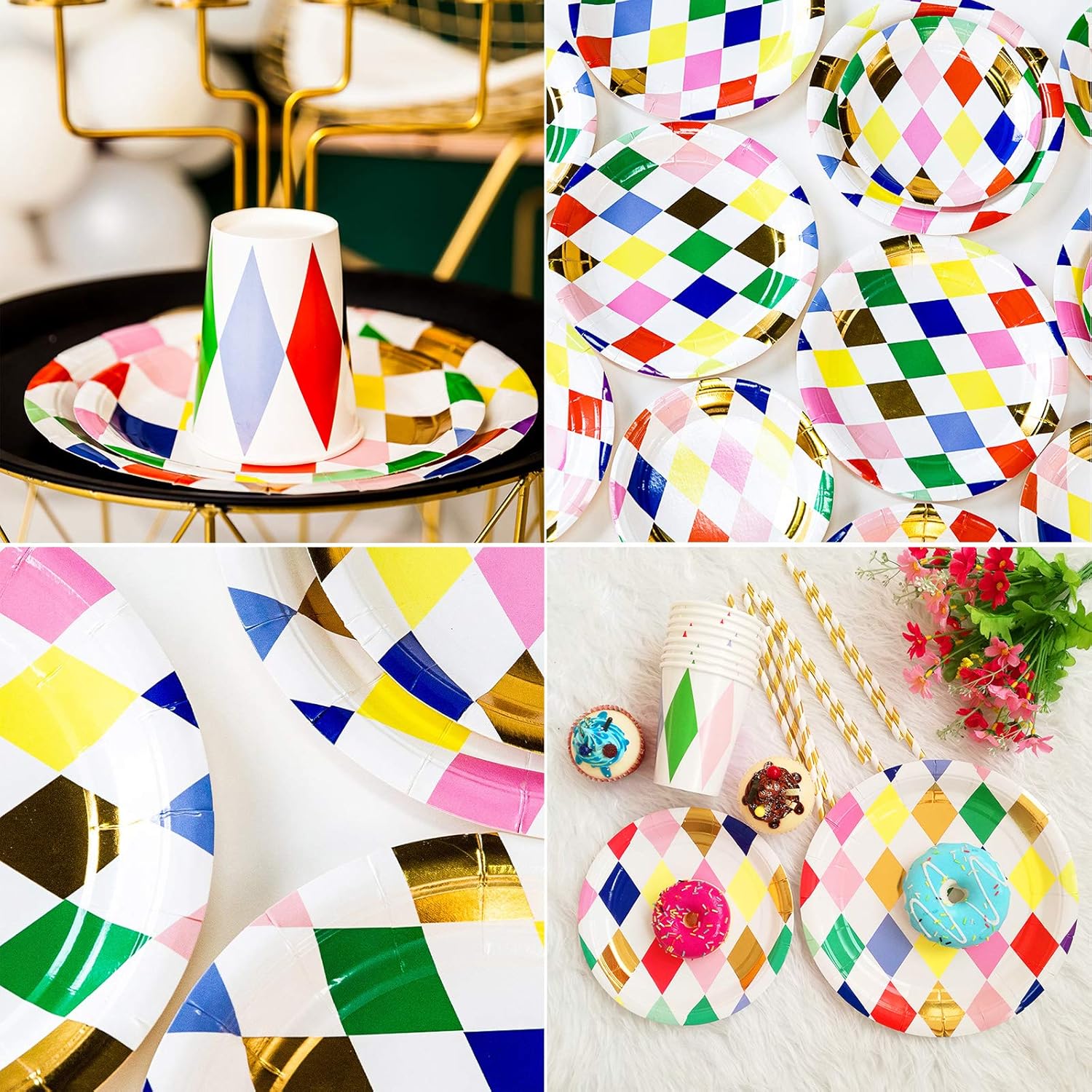 Rainbow Party Supplies set, 68PCS Rainbow Party disposable tableware including dinner plates, straws, napkins, carton cups, suitable for children's birthday parties, rainbow theme party decorations: Toys & Games