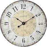 MODE HOME 24 Inch Large Wall Clock, Rustic Round Farmhouse Wall Clocks for Living Room Decor, Silent Non-Ticking Battery Operated Clock with Large Numerals, Vintage Oversized Decorative Wall Clock