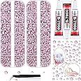 12100Pcs Resin Rhinestones for Crafting with 3Pcs 10ml B7000 Jewelry Glue, 2 Boxes Flatback Crystals Diomand (Light Pink) for Bedazzling Crafts DIY Nail Art Makeup，Non Hotfix Gems for Clothing Shoes