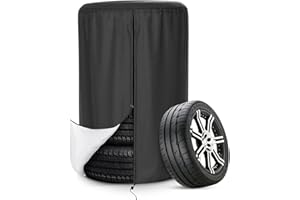 AKEfit Tire Cover, Heavy Duty Waterproof and Dustproof Tire Storage Bag for Jeep Trailer RV SUV Truck Tires with Zipper (Black,Holding 4 Tires Within 34 Inch Diameter)