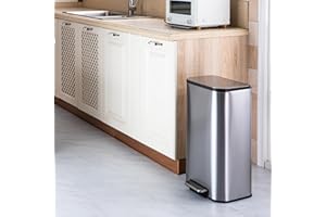 LinTimes Removable Inner Bucket Office Bedroom Garbage Can Kitchen Garbage Can Foot Pedal and Inner Bucket Soft Close Lid Sof