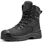 ROCKROOSTER Beaufort CSA Men's Work Boots, 8" Composite Toe Waterproof Black Lace up Leather Construction Boots, Traction Lug Rubber, Metal Free, Cut Resistant, ASTM F2413-18 PR EH, VAK830