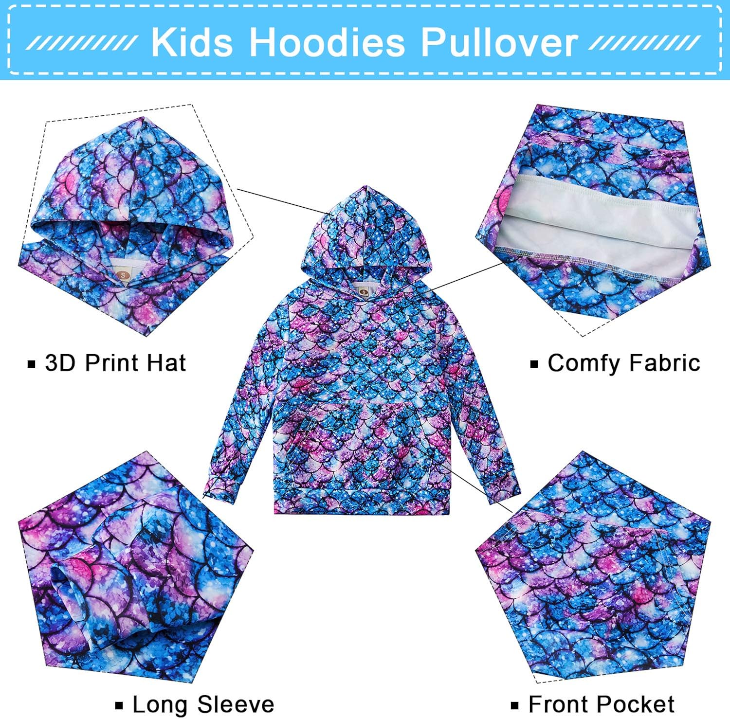 Ahegao Unisex Kids Hoodies Sweaters 3D Printed Casual Hooded Sweatshirts with Big Pockets for 4-14T Boys Girls: Clothing