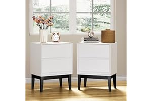 Anbuy Nightstands Set of 2, 2 Drawer Dresser for Bedroom Bedside Table with 2 Drawers Night Stand for Bedroom End Table for Living Room White