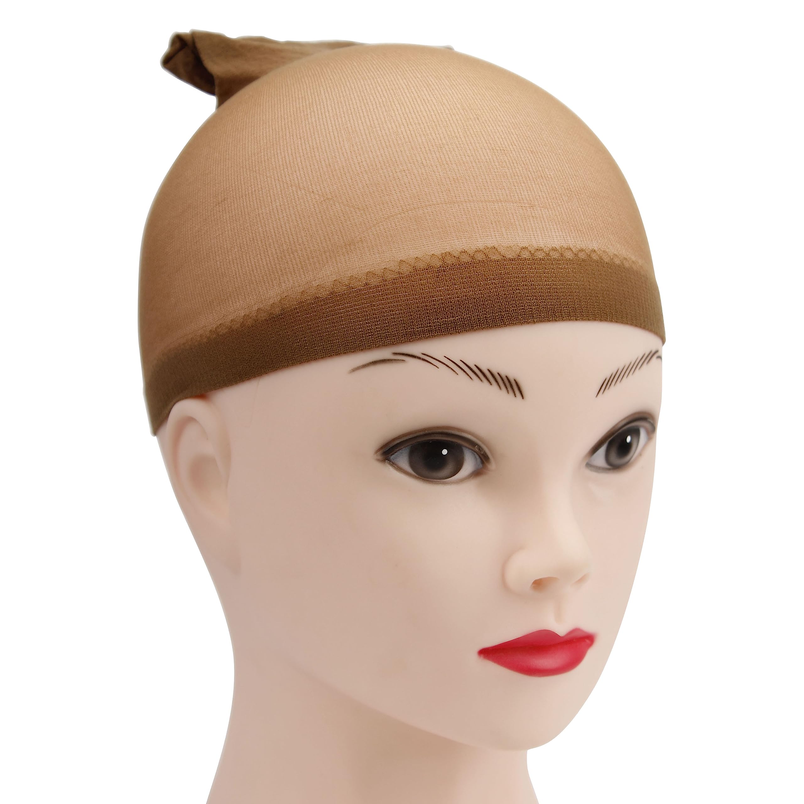 XCZYN 12 Pieces Stocking Wig Caps Stretchy Nylon Wig Caps Nude Wig Cap for Women Lace Front Wig (Dark Brown)