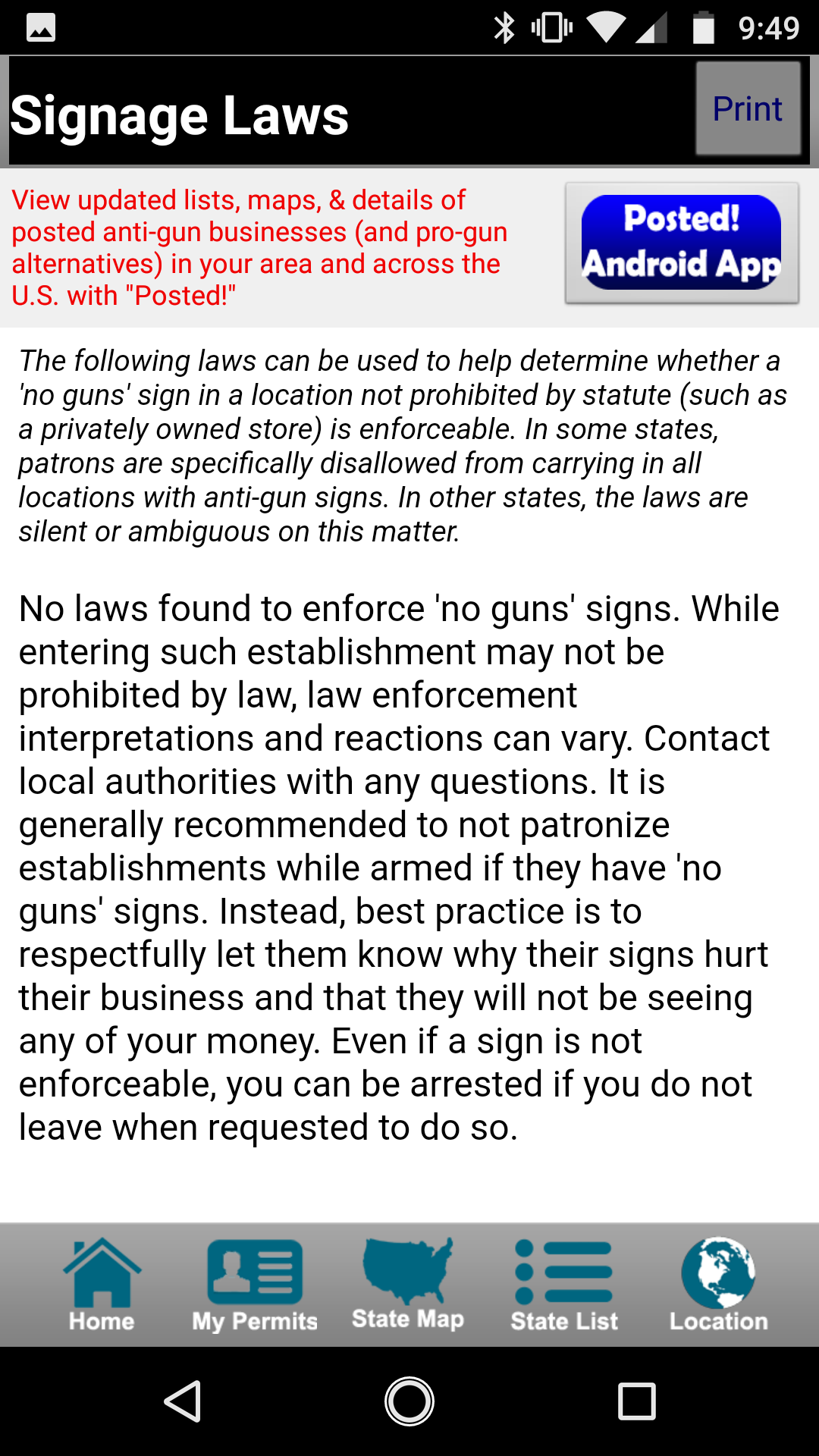 CCW Concealed Carry 50 State for Android