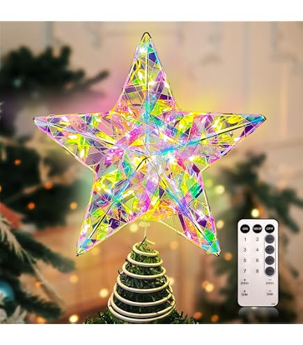 Christmas Star Tree Topper - 19" RGB Color Changing LED Tree Top With ...