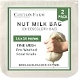 Cotton Farm - Ultra Dense Cheesecloth Bag - Nut Milk Bag - XL 14x14 Inch, All Purpose Cheese Making, Straining, Storage, Spro