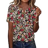 LOMON Womens Short Sleeve V Neck T Shirts Summer Tops Basic Tees Business Casual Blouses Trendy Fashion Clothes