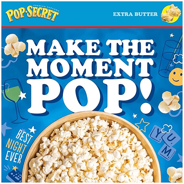 POP SECRET MICROWAVE POPCORN, EXTRA BUTTER FLAVOR, 3.2 OZ SHARING BAGS, 6 CT