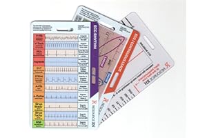 EKG Badge Card Set – 3-Piece Quick Reference for 12-Lead STEMI, Cardiac Rhythms & Intervals (Vertical/Horizontal) for RN, EMT