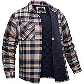 EKLENTSON Men's Flannel Shirt Jacket Quilted Lined Plaid Coats Warm Winter Jacket Thick Button Down Coat with 5 Pockets