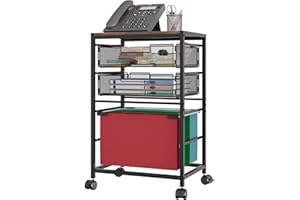 superbpag Rolling File Cabinet, Under Desk Storage Cart with 2 Drawers, Filing Cabinet on Wheels with Hanging File Folder Organizer for Home Office School, Black