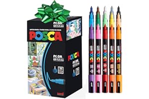 uni Posca Top Selling Paint Markers, 3M Fine Point Acrylic Paint Pens with Reversible Tips, Artist Recommended For Gifts, Decorations, Fabric, Metal, Glass, Wood and Canvas, Set of 15