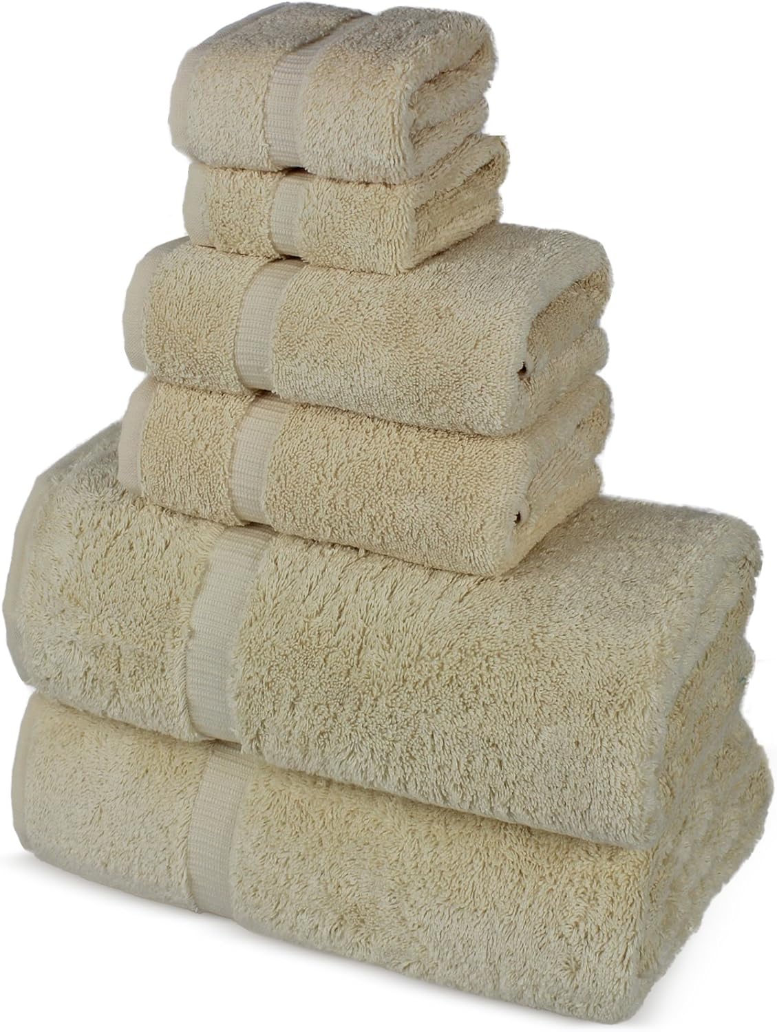 Chakir Turkish Linens Luxury Spa and Hotel Quality Premium Turkish Cotton 6-Piece Towel Set (2 x Bath Towels, 2 x Hand Towels, 2 x Washcloths, Beige): Home & Kitchen