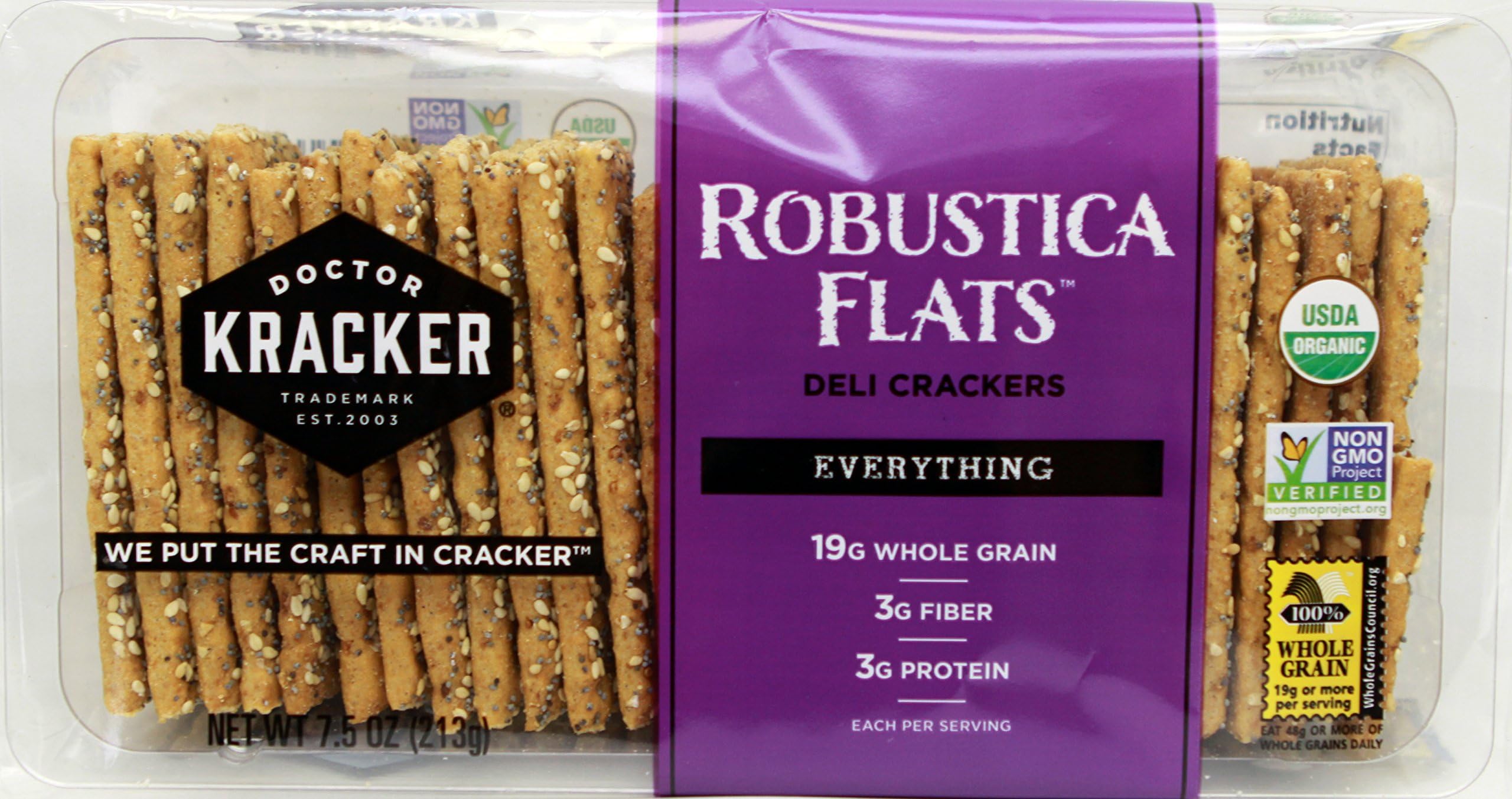 Doctor Kracker Organic Robustica Flats Deli Crackers, Everything, 7.5 Ounce