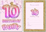 Olivia Samuel 20 Pack 10th Birthday Invitations Pink Gold Glitter Ready to view 5