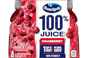 Ocean Spray 100% Juice, Cranberry Juice, 10 Ounce Bottle (Pack of 6)