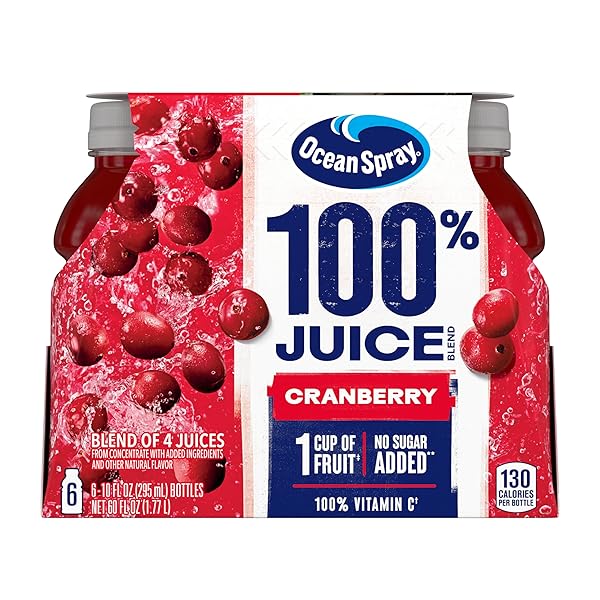 OCEAN SPRAY 100% JUICE, CRANBERRY JUICE, 10 OUNCE...