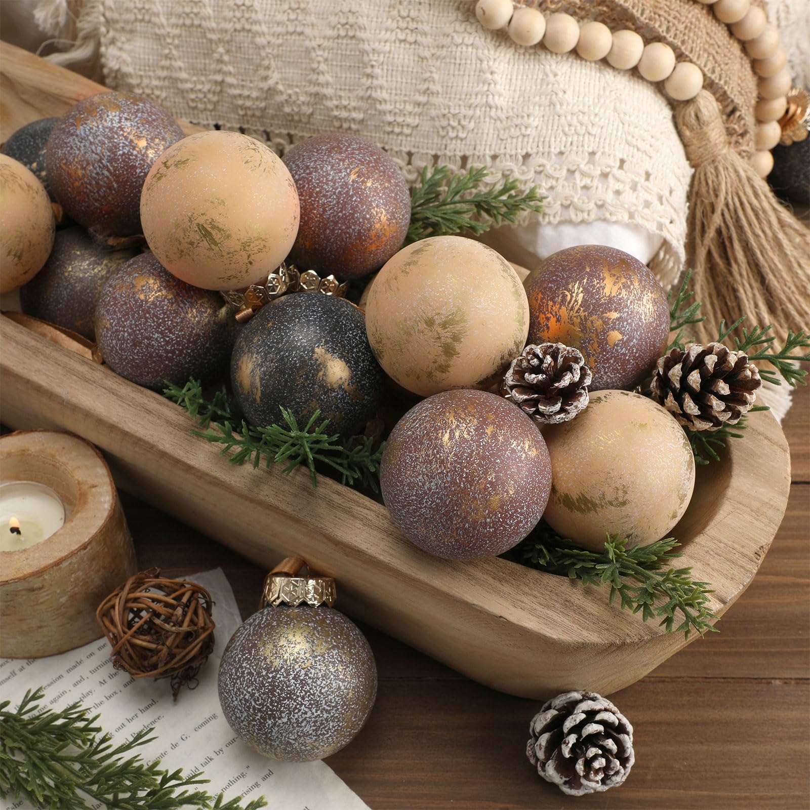 Photo 1 of *USED*
Suilung 12 Pcs Neutral Textured Christmas Ball Ornaments 2.36'' Vintage Christmas Tree Decor Modern Rustic Brown Ornaments with Loop Shatterproof Hanging Ball for Xmas Farmhouse Decor (Vintage Copper)
