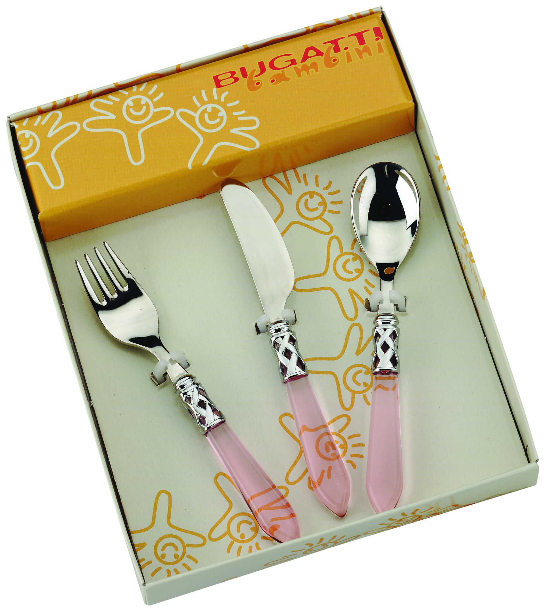 BUGATTI 07-S4223RT Bambini Children's Cutlery Aladdin Steel/ABS Pink 22 x 17 x 3 cm