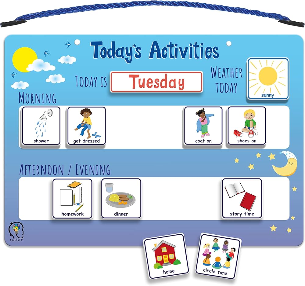 Amagenius Visual Timetable Magnetic Chart for Kids Daily Routine Daily