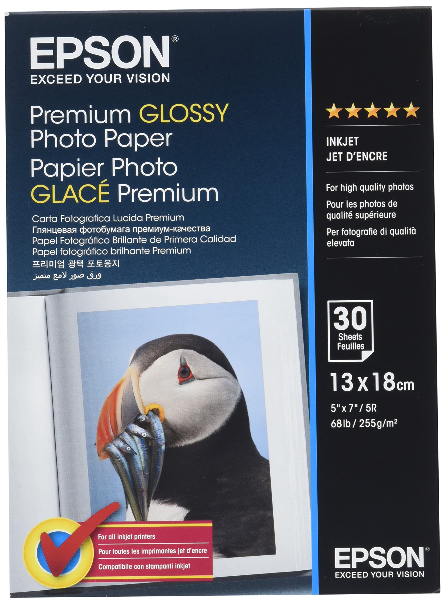 Epson C13S042154 Premium Glossy Photo Paper - Glossy photo paper - 13cm x 18cm - 255 g/m2 - 30 sheet(s) - white — image 1