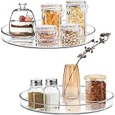 2 Pack Lazy Susan Turntable Cabinet Organizer, 10.6" Clear Plastic Lazy Susan Organizer for Countertop,Table, Fridge Pantry O