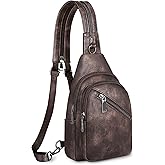 SYTRAH Sling Bag for Women, Crossbody Bags for Women Trendy Crossbody purse Vegan Leather Sling Backpack Chest Bag with Dual Purpose Strap, Mocha Cofee
