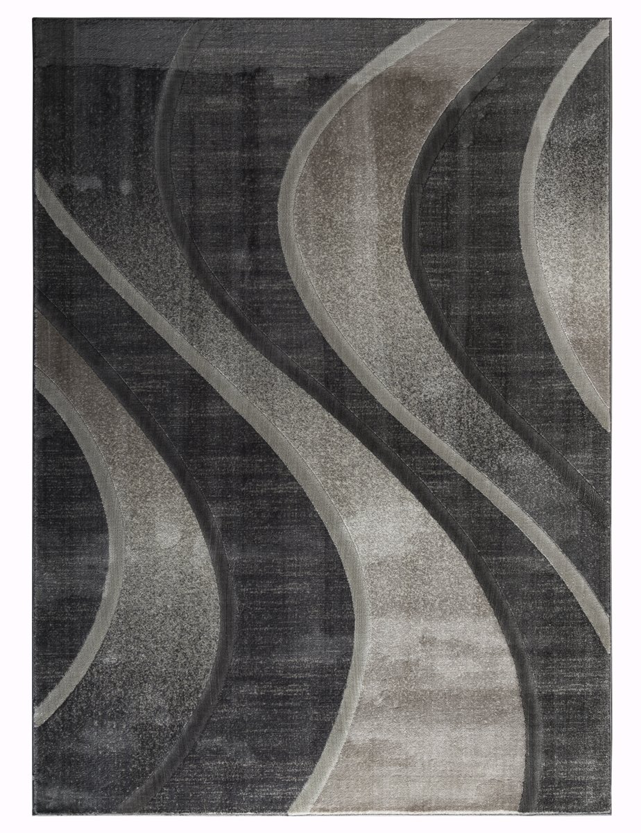 ADGO Fiesta Luxury Collection Modern Contemporary Traditional Design Vivid Color Jute Backed Incredibly Soft and Fluffy Indoor Floor Area Rugs (4' x 6', FA16 - Grey)