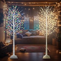 8FT Lighted Birch Tree with 210 LED Warm White and