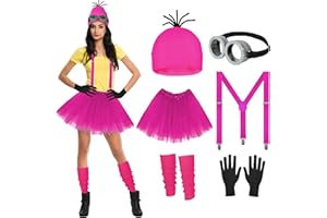 Tinyones 6 Pcs Women's Halloween Costume Accessories Set Yellow Blue Rose Red Cosplay Easy to wear