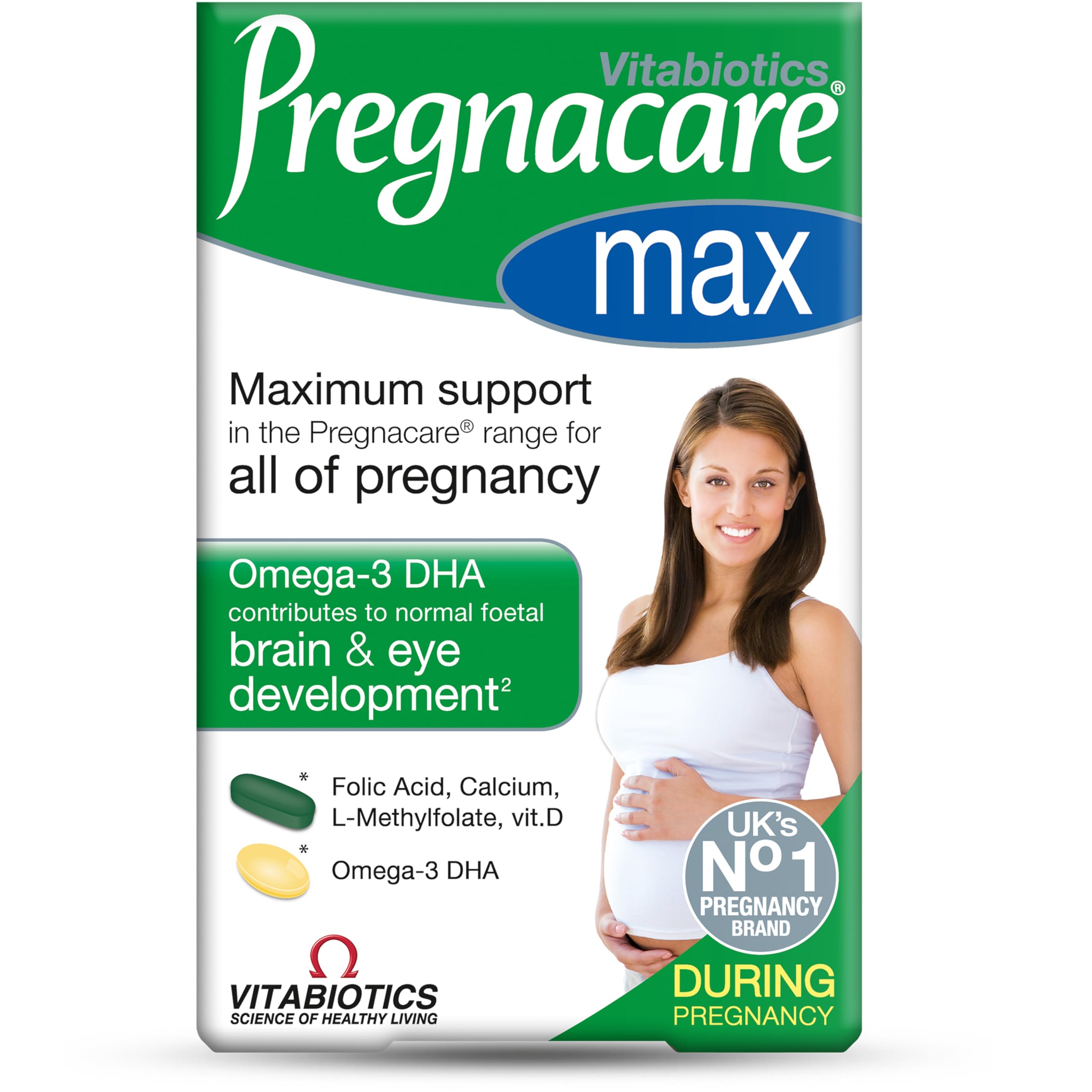 Pregnacare MAX Pregnancy Vitamins - UK's No.1 Pregnancy Brand. Greater Prenatal Care for Women, Supplement with Added Omega-3 DHA for Normal Brain and Eye Development