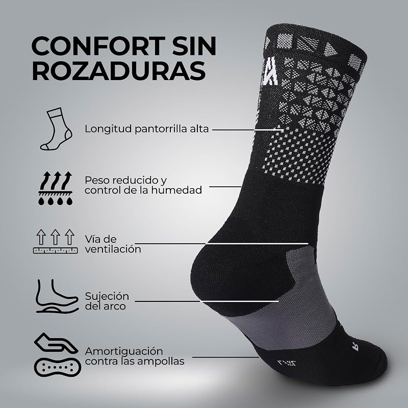 Lot de 3 paires de chaussettes de randonnée respirantes anti-ampoules, pour crossfit, cyclisme, padel, Noirs, 39-41 — photo 4 sur 7