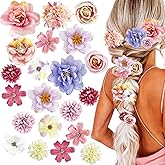21 Pcs Flower Hair Clips Roses Hair Accessories for Girls Women, Boho Barrettes Floral Hairpin Accessories for Bridal Wedding Corsage and Headdress (Pink Purple)