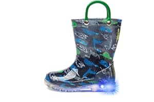 DKSUKO Toddler Rain Boots Glitter Waterprof Rubber Boots with Easy-on Handles