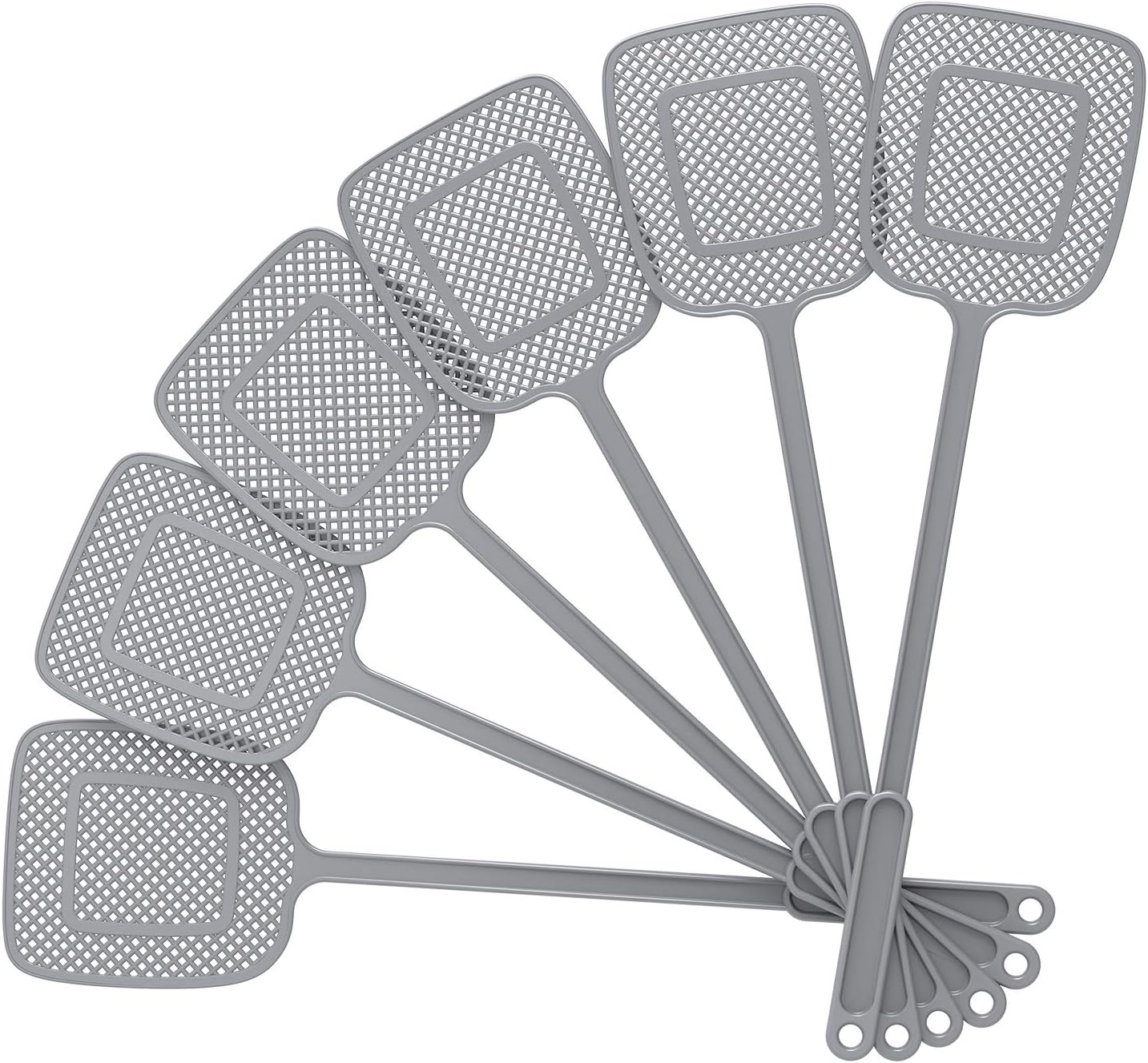 MR.SIGA Heavy Duty Long Handle Fly Swatter, Gray, 6 Pack: Home & Kitchen