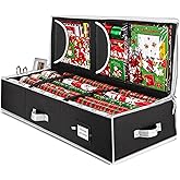 ZOBER Gift Wrapping Paper Organizer Storage - 40" Gift Wrap Storage Containers with Interior Pockets for Bows, Tags & Ribbons - Wrapping Paper Holder, 600D Oxford, Fits 24 Standard Rolls, Black/White