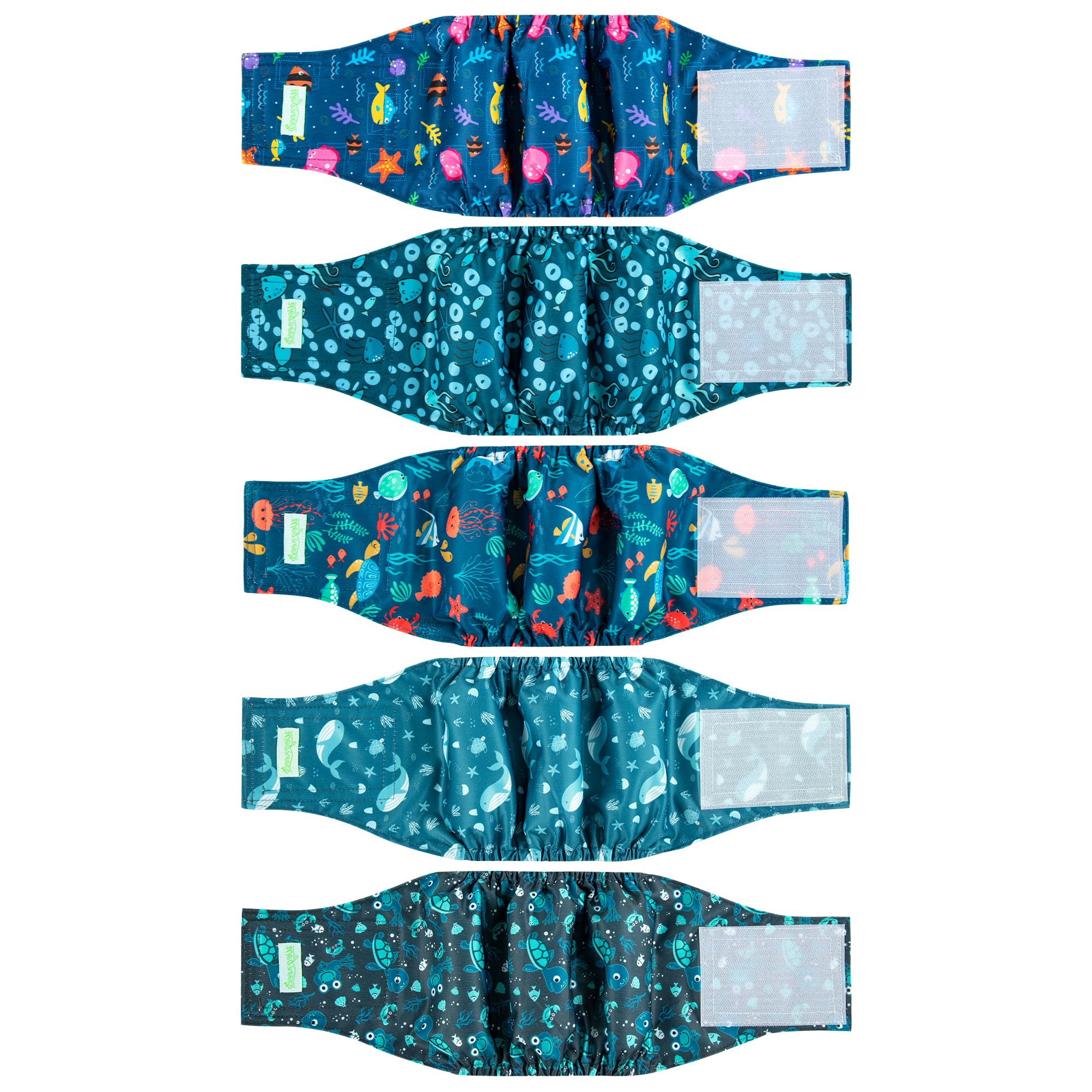 Photo 1 of wegreeco Small Dog Diapers Male,Reusable Belly Bands for Male Dogs,Washable Doggie Puppy Diapers Wraps,Medium Large Size (5 Pack X-Large, Marine Animal)
